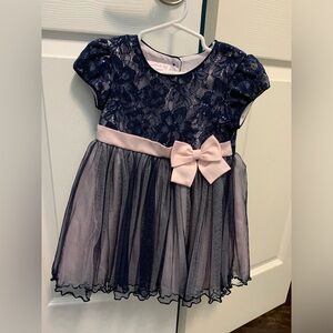 Bonnie Baby size 24 months blue and pink sequin bow dress with pink bloomers